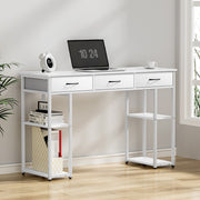 Compact Computer Desk Study Nook Storage Table 120CM - White - Homecoze