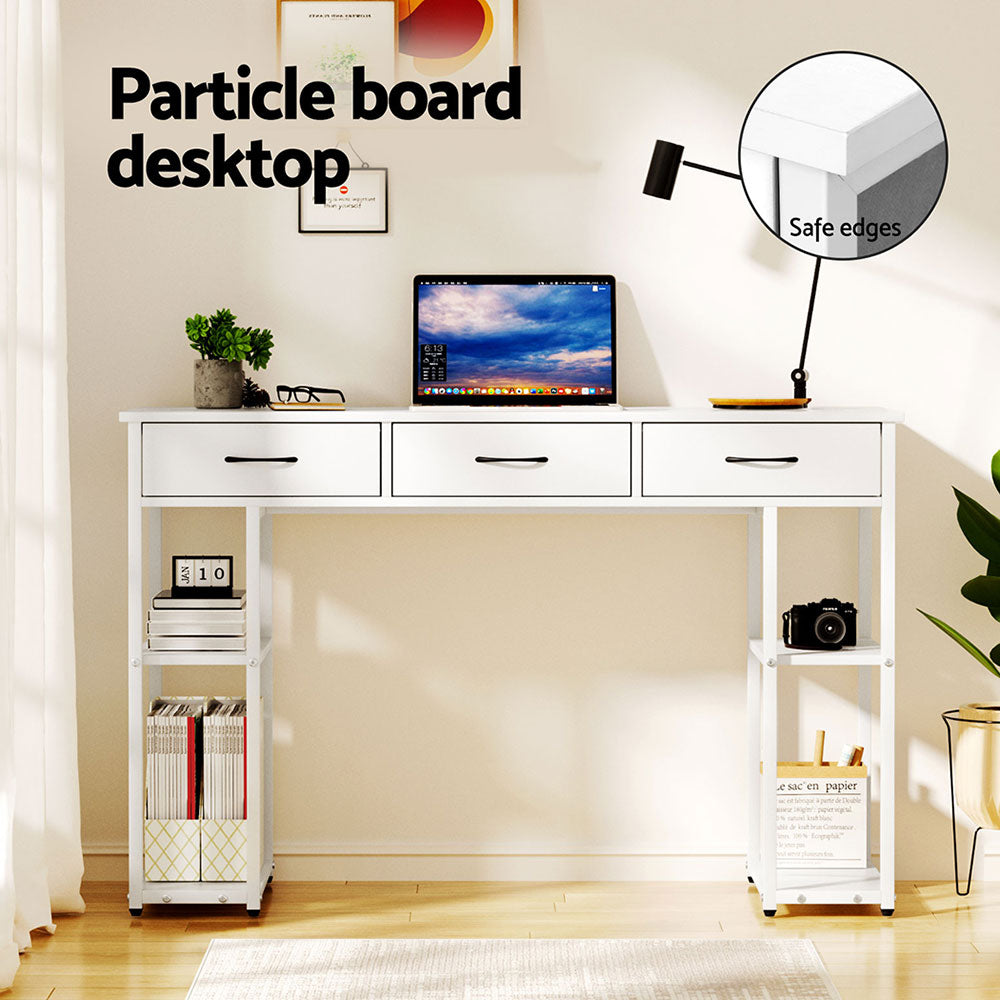 Compact Computer Desk Study Nook Storage Table 120CM - White - Homecoze