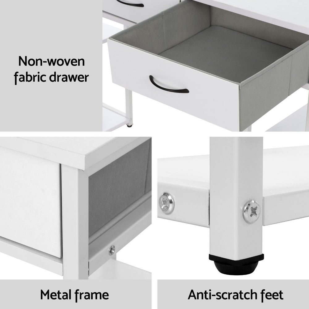 Compact Computer Desk Study Nook Storage Table 120CM - White - Homecoze