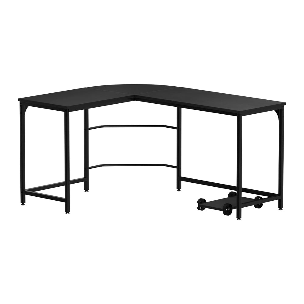 Corner Computer Study Desk L-Shaped Home Office Work Station - Black - Homecoze