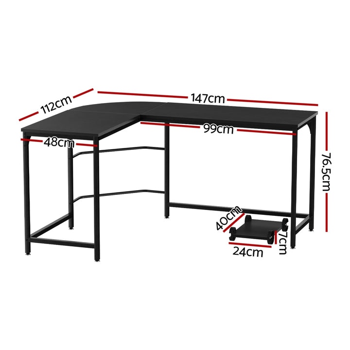 Corner Computer Study Desk L-Shaped Home Office Work Station - Black - Homecoze