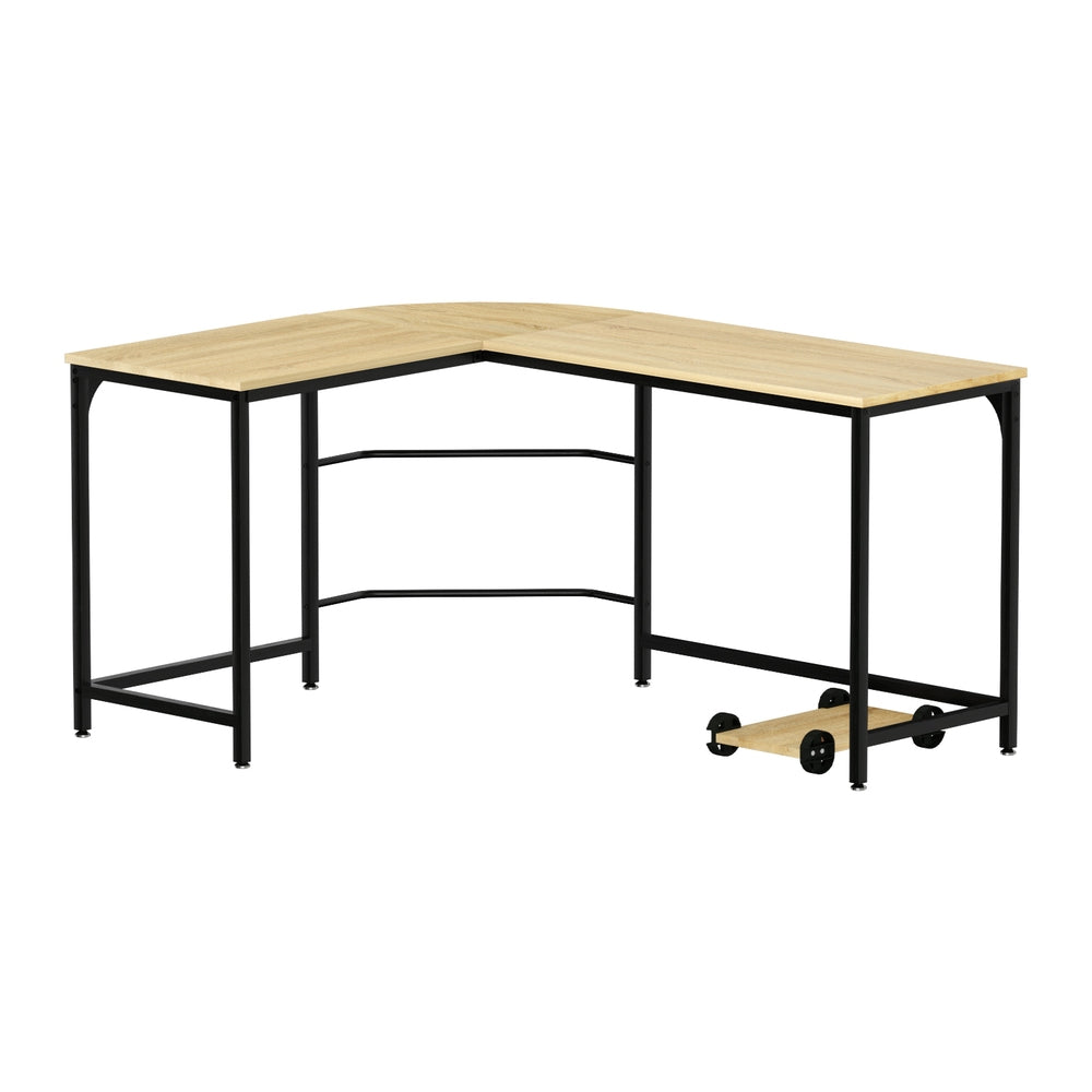 Corner Computer Study Desk L-Shaped Home Office Work Station - Oak - Homecoze
