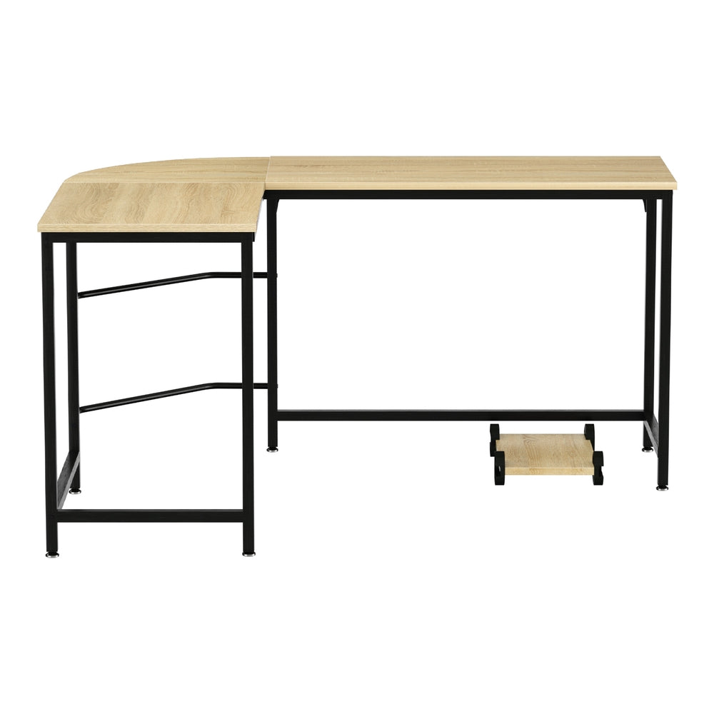 Corner Computer Study Desk L-Shaped Home Office Work Station - Oak - Homecoze