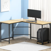 Corner Computer Study Desk L-Shaped Home Office Work Station - Oak - Homecoze