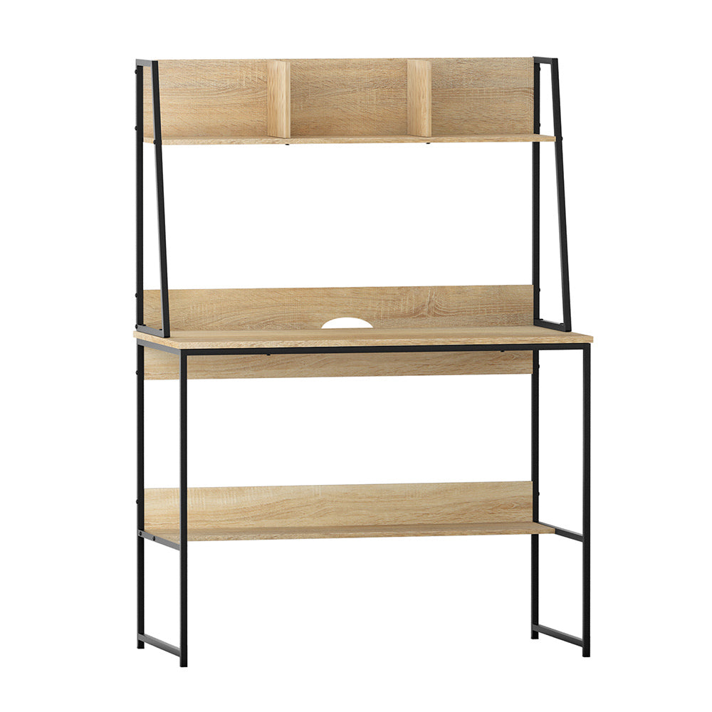 Computer Desk Study Table with Bookshelf Storage - Oak - Homecoze