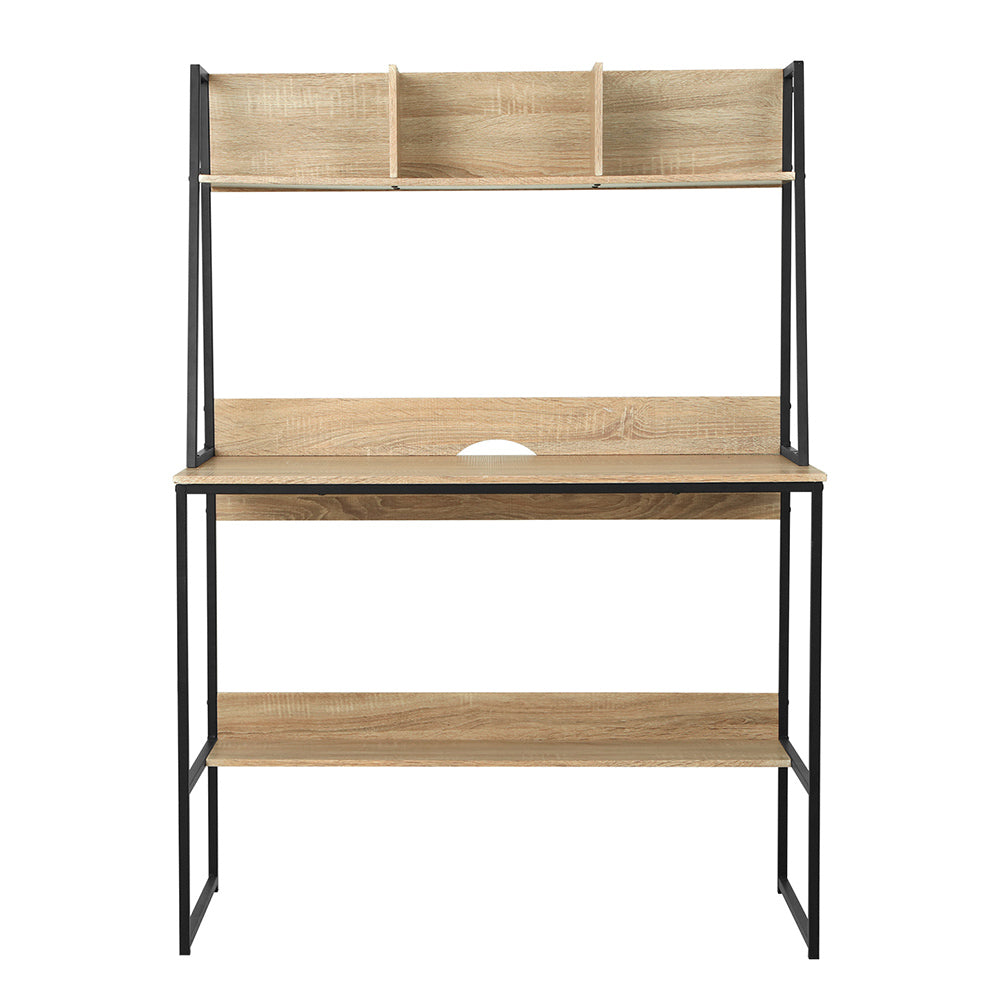 Computer Desk Study Table with Bookshelf Storage - Oak - Homecoze
