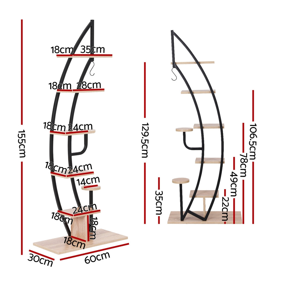 6-Tier Mini Plant Stand Shelf 155cm - Black - Homecoze