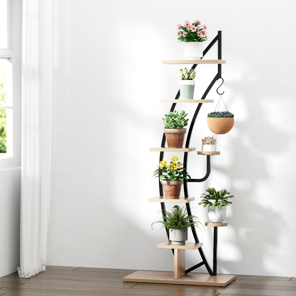 6-Tier Mini Plant Stand Shelf 155cm - Black - Homecoze