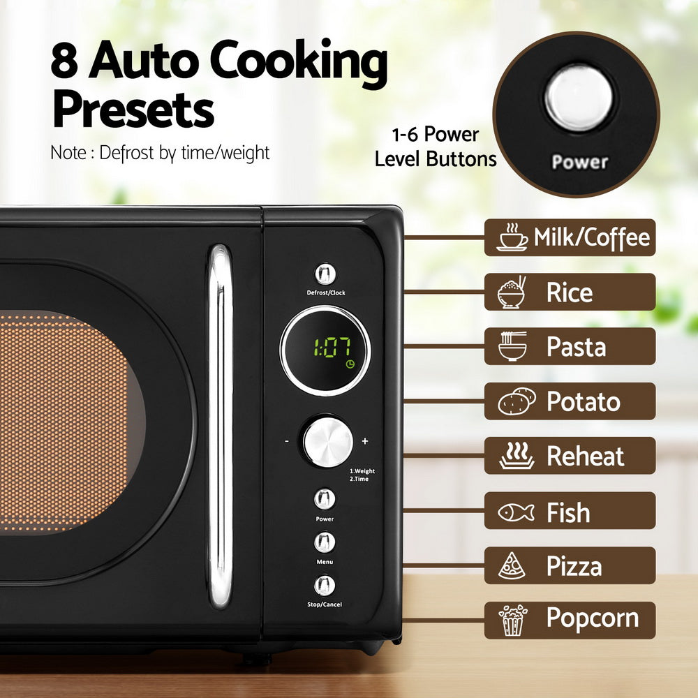 Devanti 20L Microwave Oven 700W Black - Homecoze