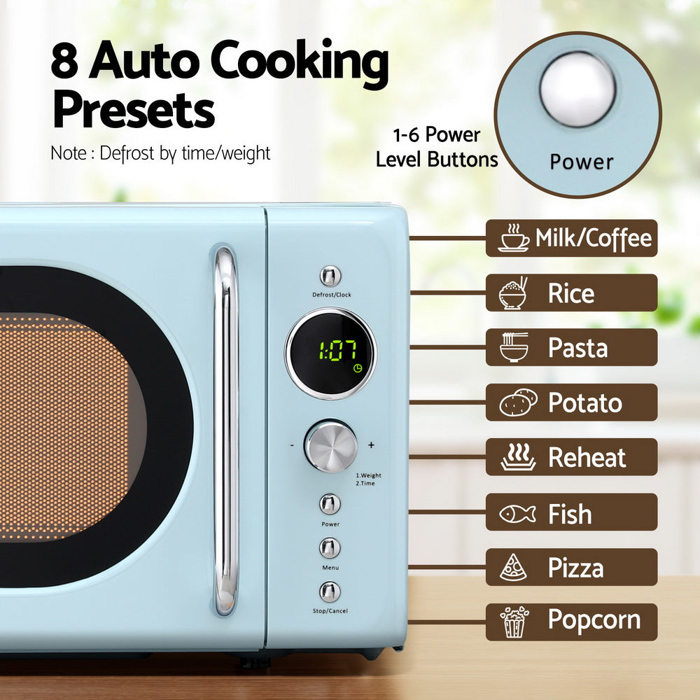 Devanti 20L Microwave Oven 800W Blue - Homecoze