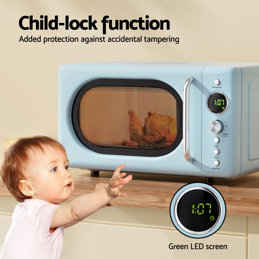 Devanti 20L Microwave Oven 800W Blue - Homecoze