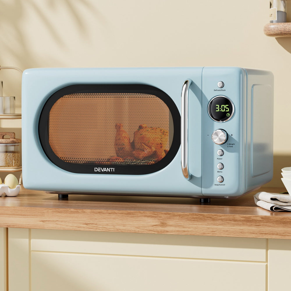 Devanti 20L Microwave Oven 800W Blue - Homecoze