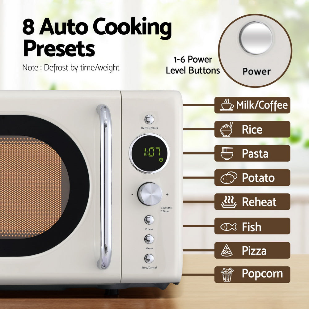 Devanti 20L Microwave Oven 700W Cream - Homecoze