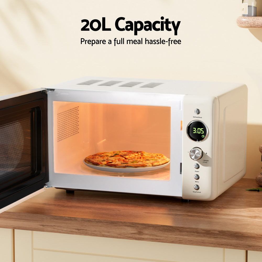 Devanti 20L Microwave Oven 700W Cream - Homecoze