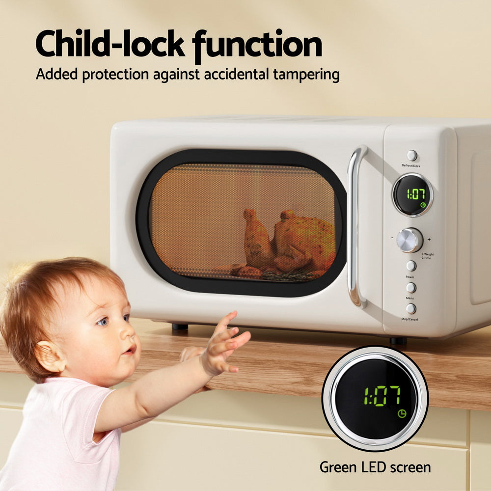 Devanti 20L Microwave Oven 700W Cream - Homecoze