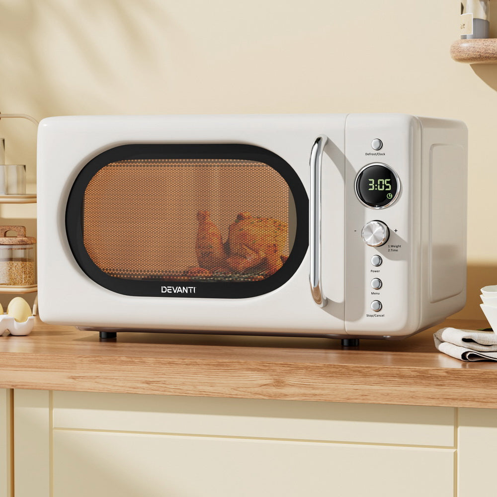 Devanti 20L Microwave Oven 700W Cream - Homecoze