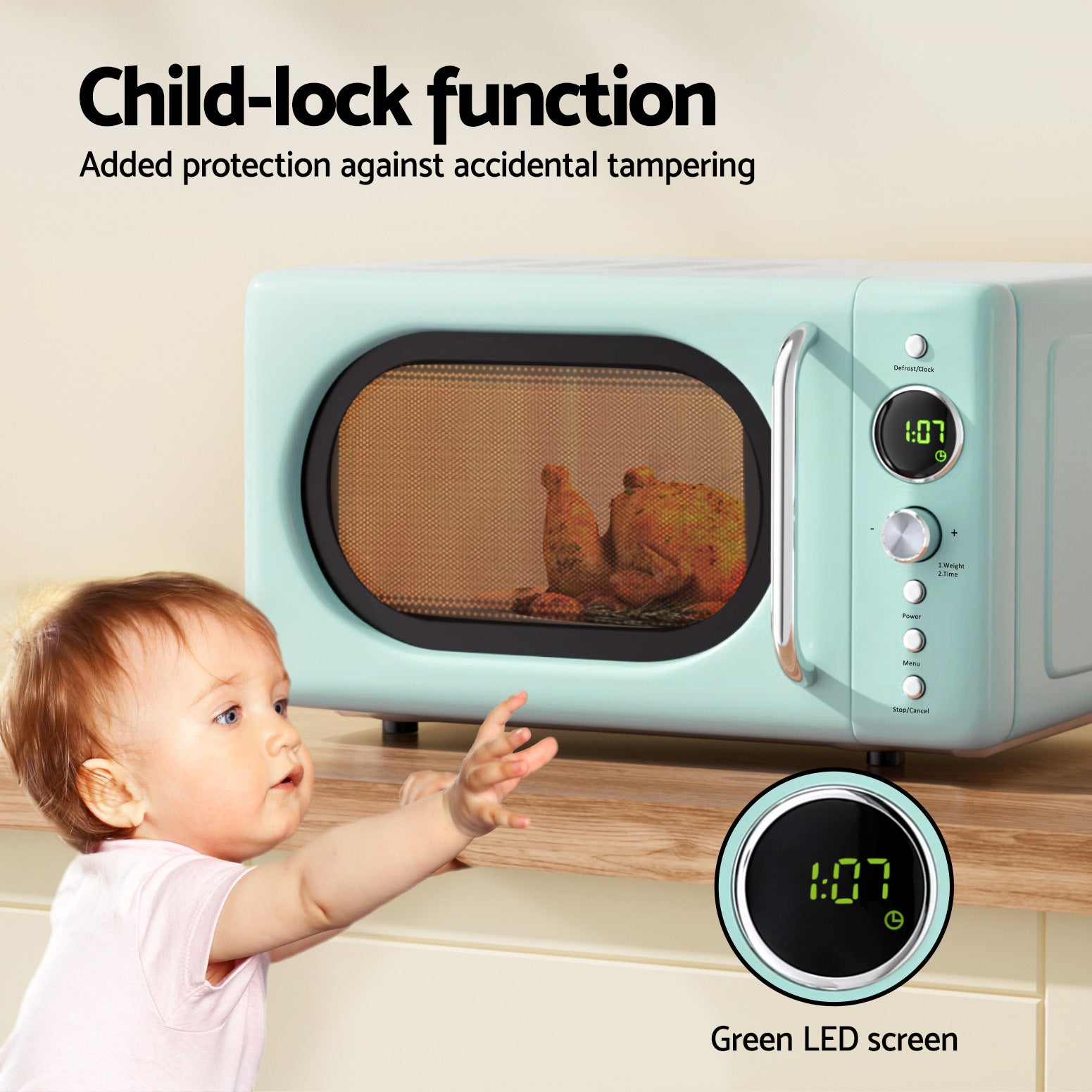 Devanti 20L Microwave Oven 700W Green - Homecoze