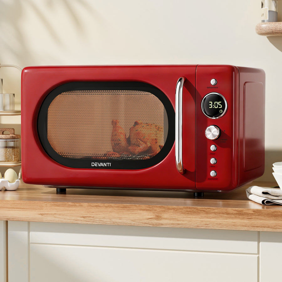 Devanti 20L Microwave Oven 700W Red - Homecoze