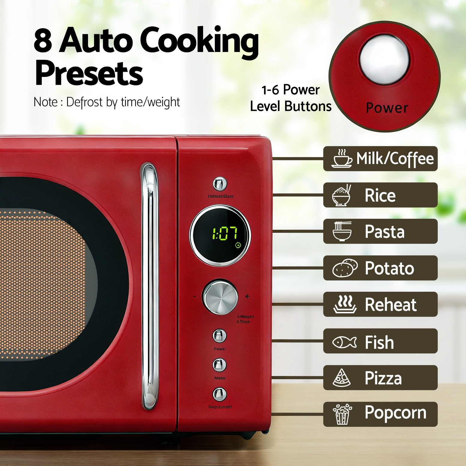 Devanti 20L Microwave Oven 700W Red - Homecoze