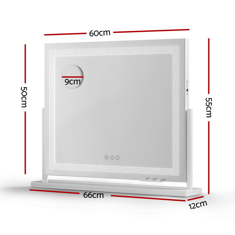 Embellir Makeup Mirror 60x50cm 360～ Rotatable Vanity Mirror with Lights Crystal LED - Homecoze