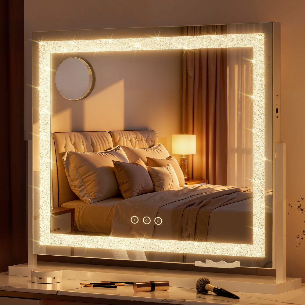Embellir Makeup Mirror 60x50cm 360～ Rotatable Vanity Mirror with Lights Crystal LED - Homecoze