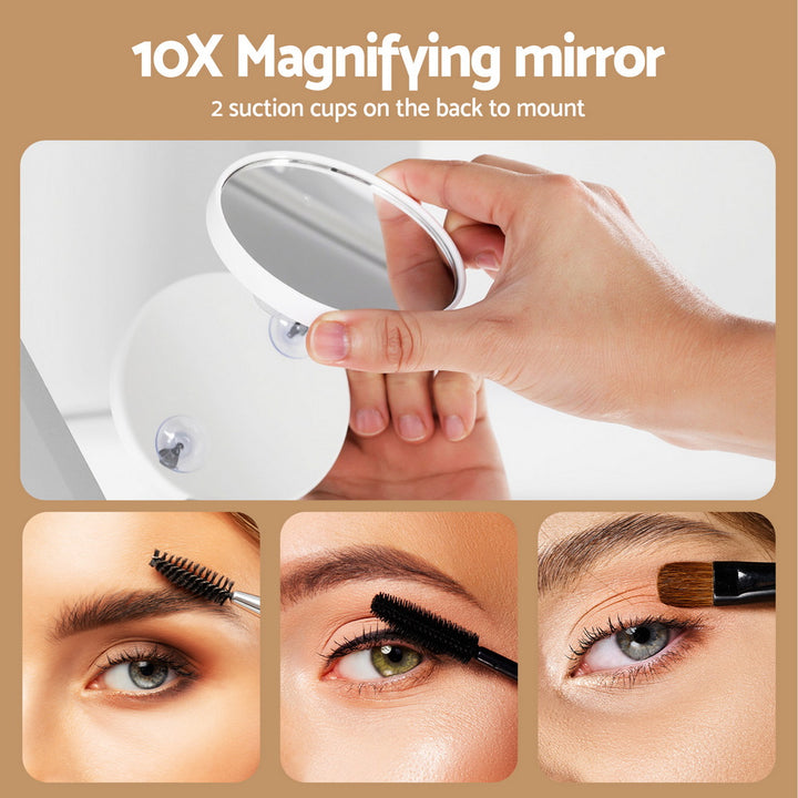 Hollywood Style Makeup Mirror 3-Colour LED Dimmable Vanity 50 x 60cm - White Frame - Homecoze