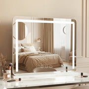 Hollywood Style Makeup Mirror 3-Colour LED Dimmable Vanity 50 x 60cm - White Frame - Homecoze