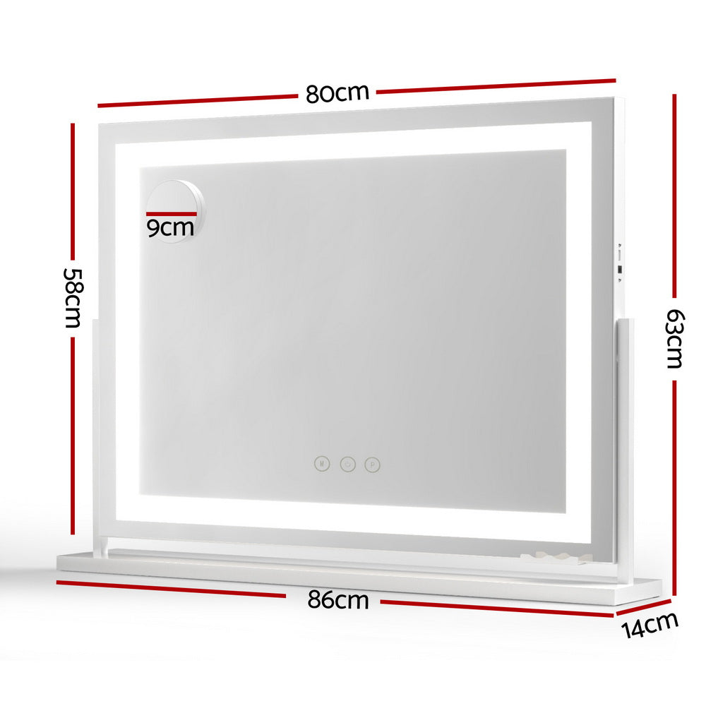 Embellir Makeup Mirror 80x58cm 360～ Rotatable Vanity Mirror with Lights Bright Light Strip Adjustable - Homecoze