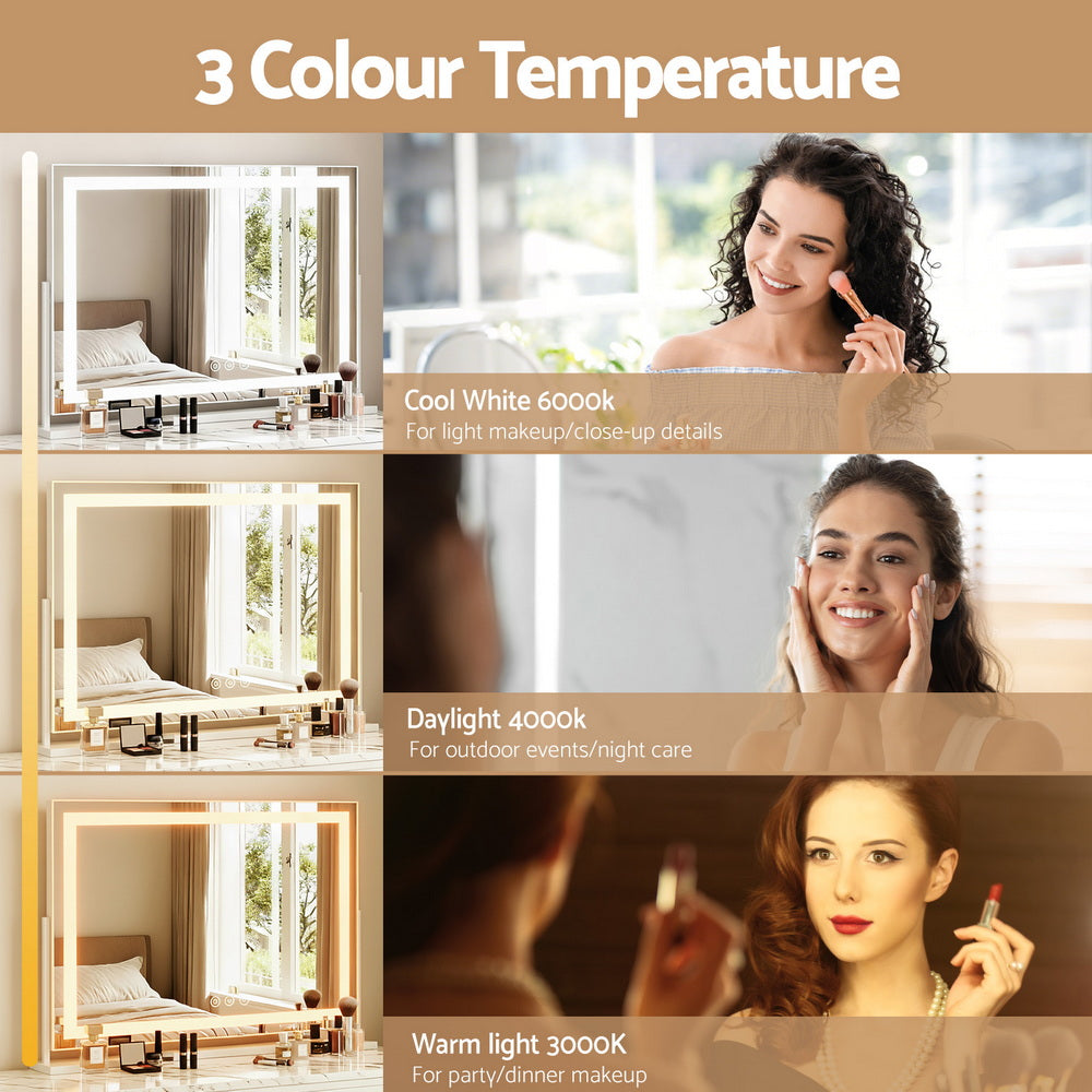Embellir Makeup Mirror 80x58cm 360～ Rotatable Vanity Mirror with Lights Bright Light Strip Adjustable - Homecoze
