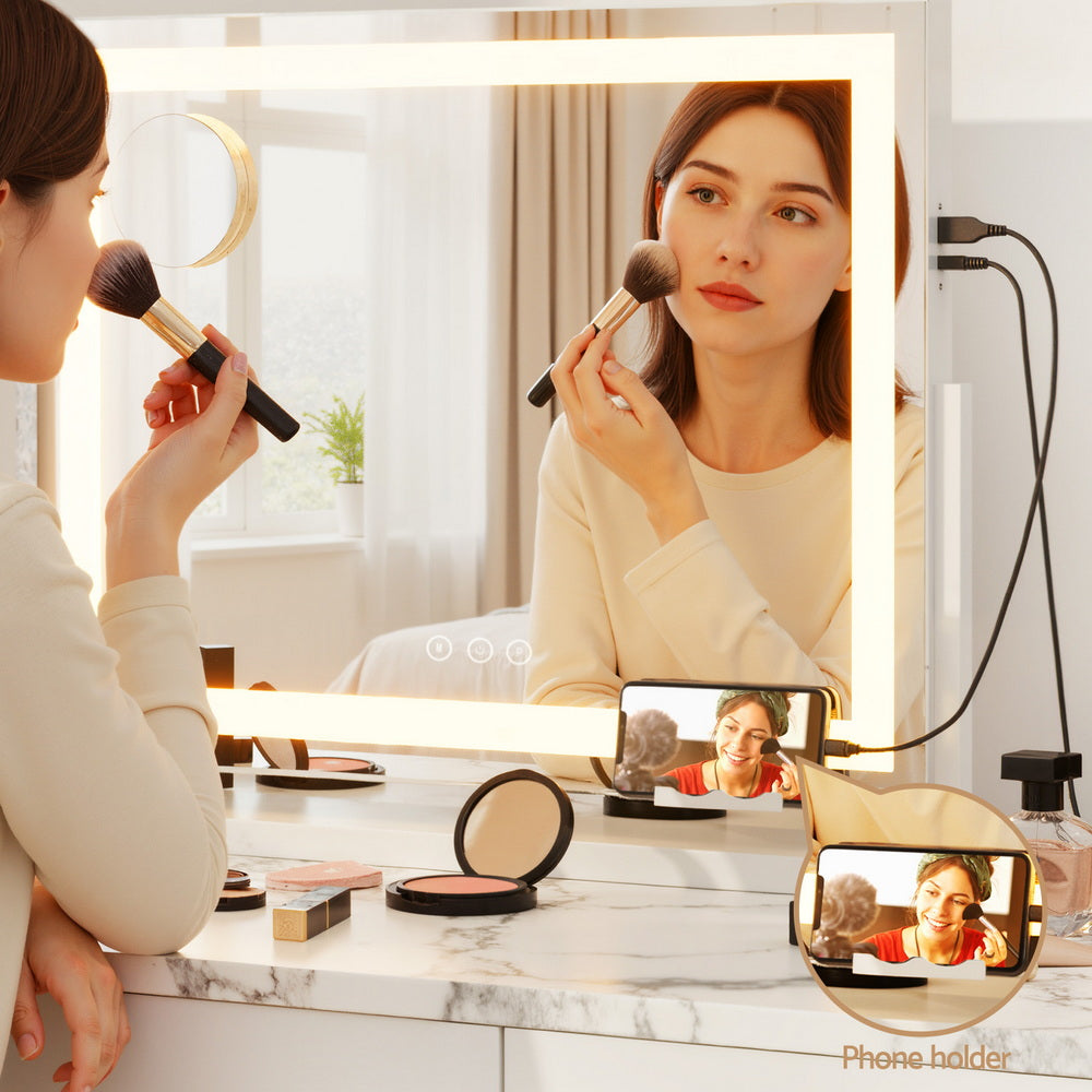 Embellir Makeup Mirror 80x58cm 360～ Rotatable Vanity Mirror with Lights Bright Light Strip Adjustable - Homecoze