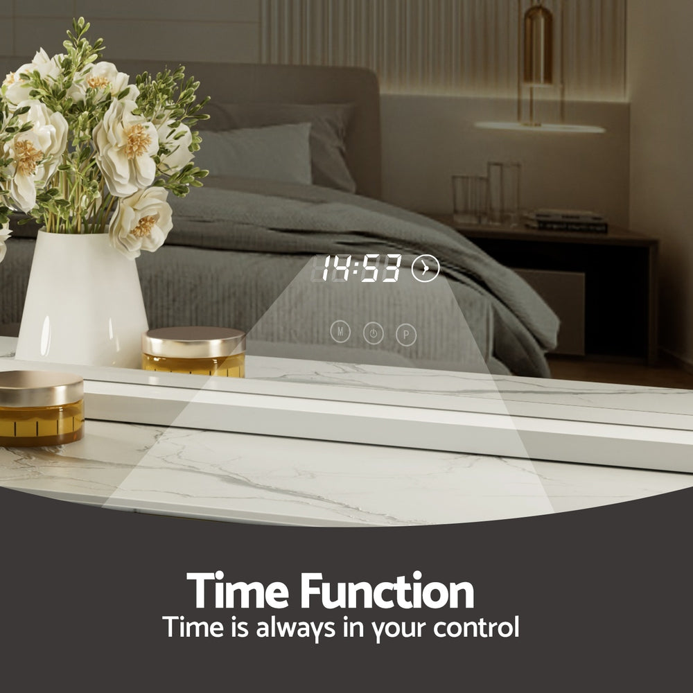 Hollywood Makeup Mirror with Clock 15 Adjustable LED Lights 60x52cm - Homecoze