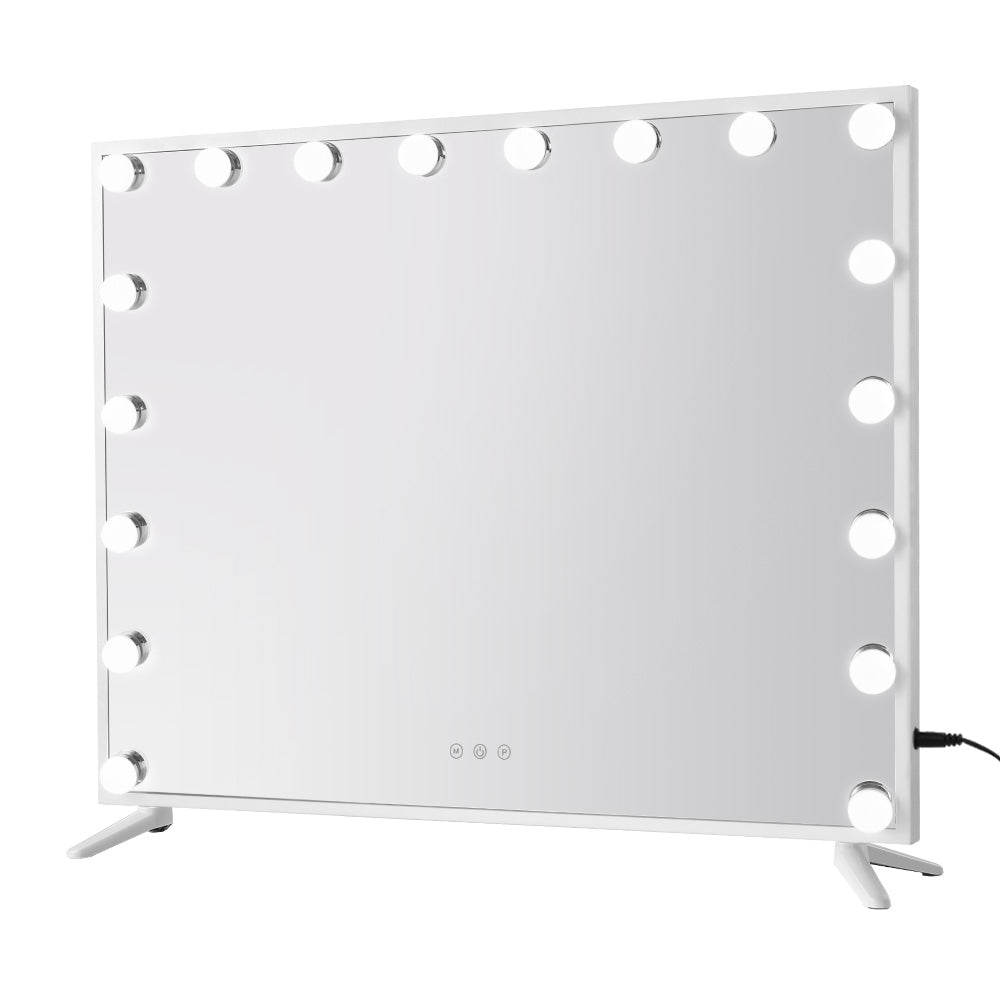 White Hollywood Make Up Mirror with 18 LED Light Bulbs - 65 x 80cm - Homecoze