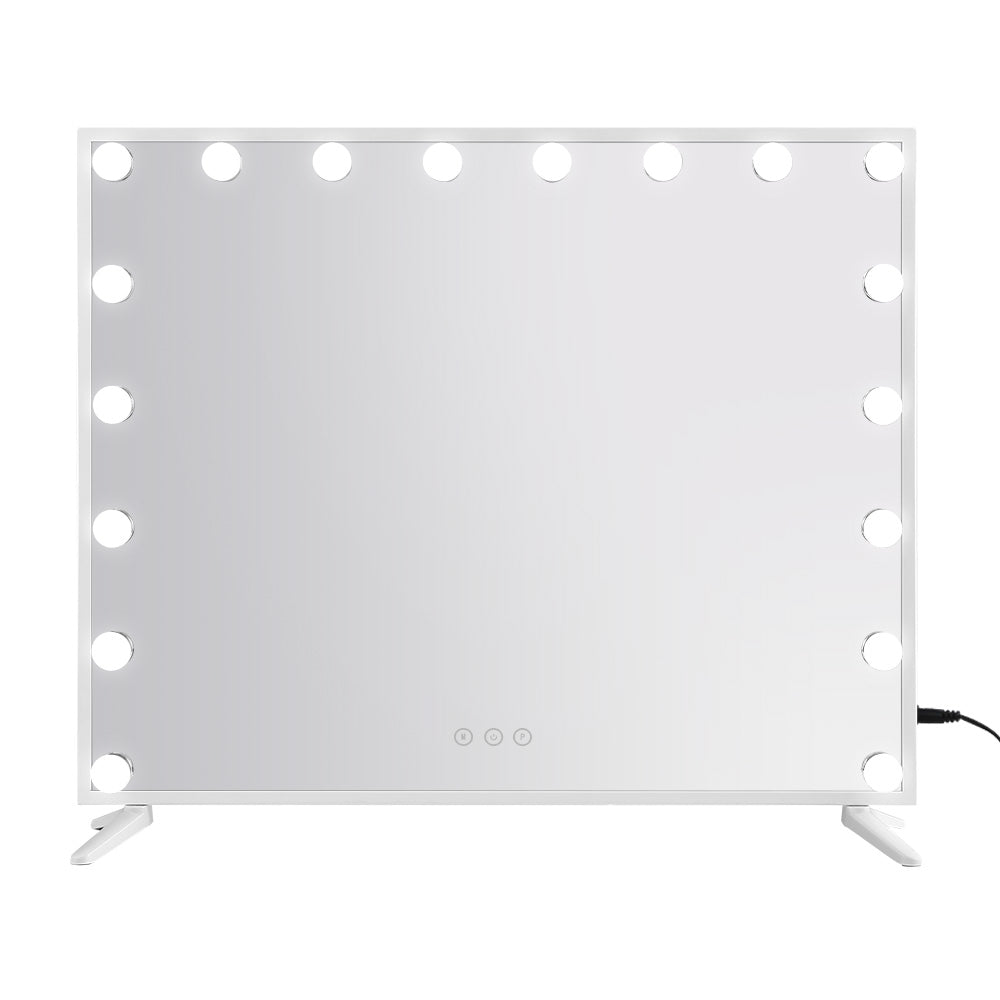 White Hollywood Make Up Mirror with 18 LED Light Bulbs - 65 x 80cm - Homecoze