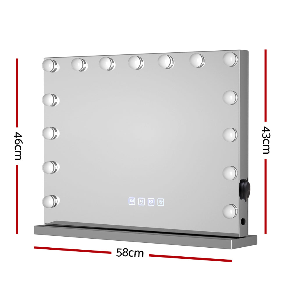 Embellir Bluetooth Makeup Mirror with Light Hollywood LED Vanity Dimmable 58X46 - Homecoze