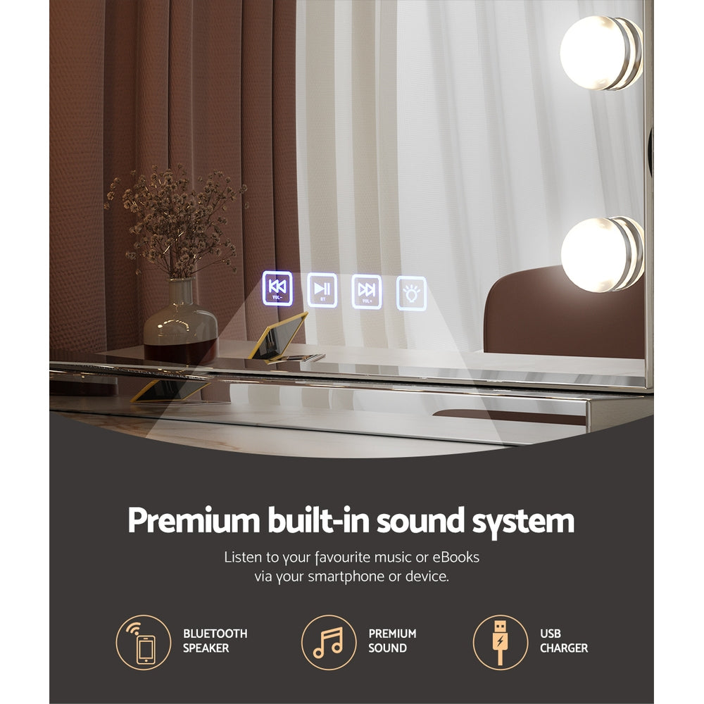 Embellir Bluetooth Makeup Mirror with Light Hollywood LED Vanity Dimmable 58X46 - Homecoze