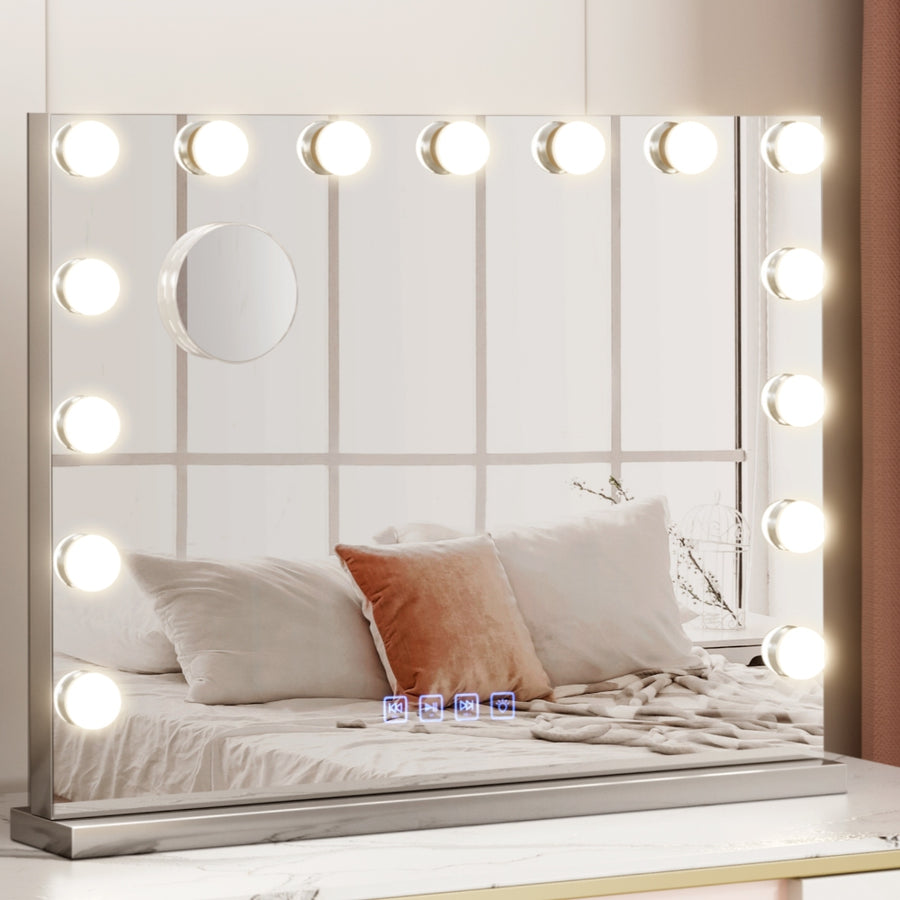 Embellir Bluetooth Makeup Mirror with Light Hollywood LED Vanity Dimmable 58X46 - Homecoze