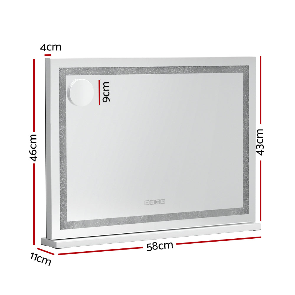Crystal LED Makeup Mirror USB & Speaker - 58 x 46cm - Homecoze