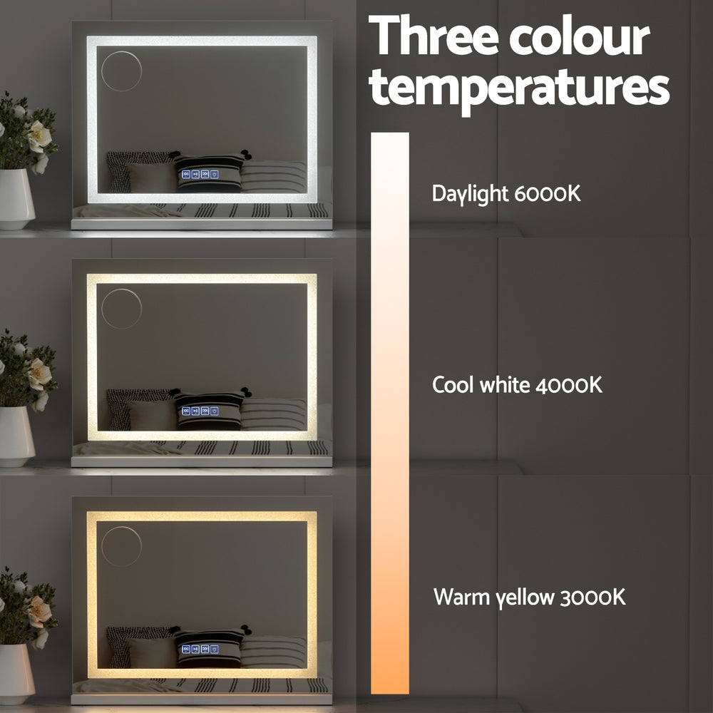 Crystal LED Makeup Mirror USB & Speaker - 58 x 46cm - Homecoze