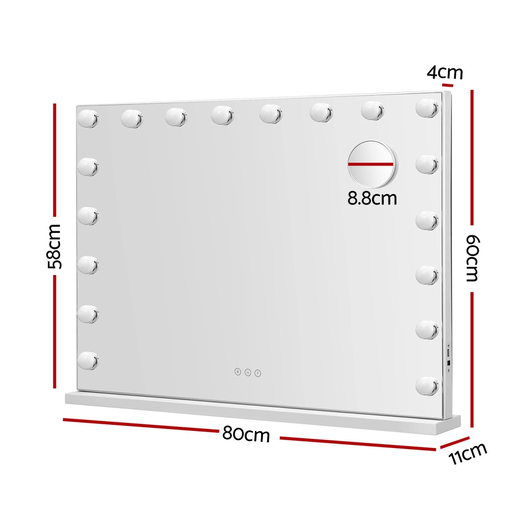 Embellir Makeup Mirror 80x58cm Hollywood Vanity with LED Light Tabletop Wall - Homecoze