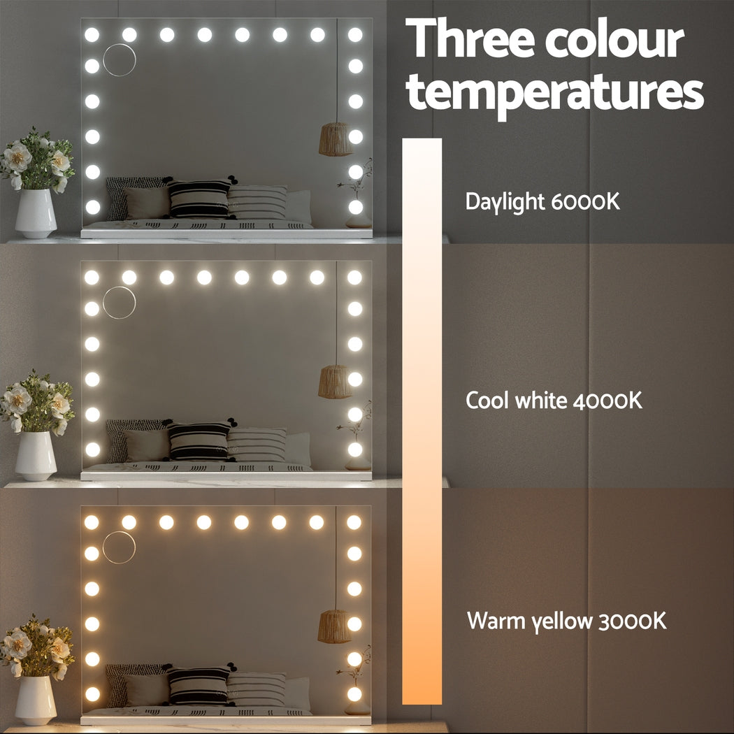 Embellir Makeup Mirror 80x58cm Hollywood Vanity with LED Light Tabletop Wall - Homecoze