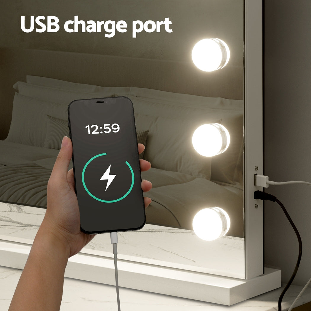 Embellir Makeup Mirror 80x58cm Hollywood Vanity with LED Light Tabletop Wall - Homecoze