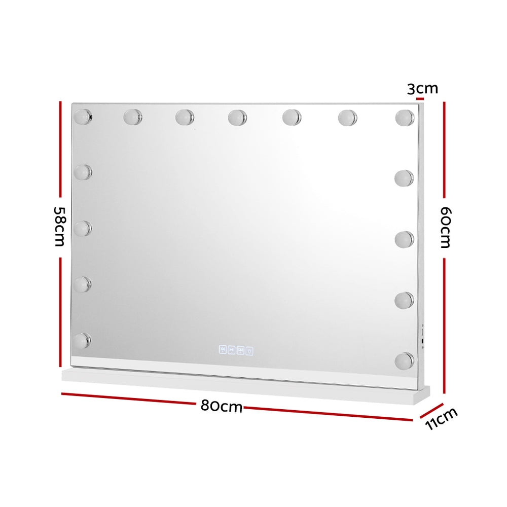 LED Makeup Mirror Inbuilt Bluetooth Speaker 80 x 58cm - Homecoze