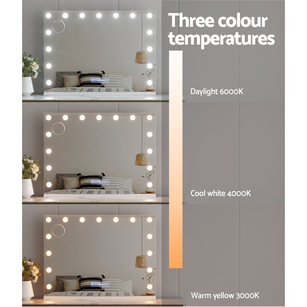 LED Makeup Mirror Inbuilt Bluetooth Speaker 80 x 58cm - Homecoze