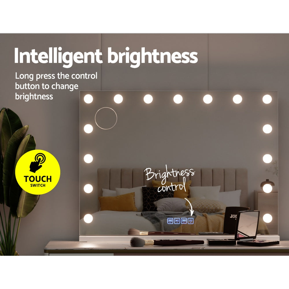 LED Makeup Mirror Inbuilt Bluetooth Speaker 80 x 58cm - Homecoze