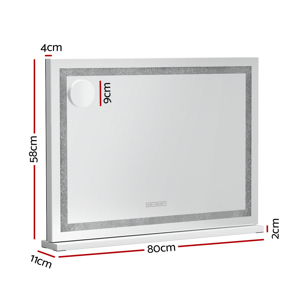 Crystal LED Makeup Mirror USB & Speaker - 80 x 58cm - Homecoze