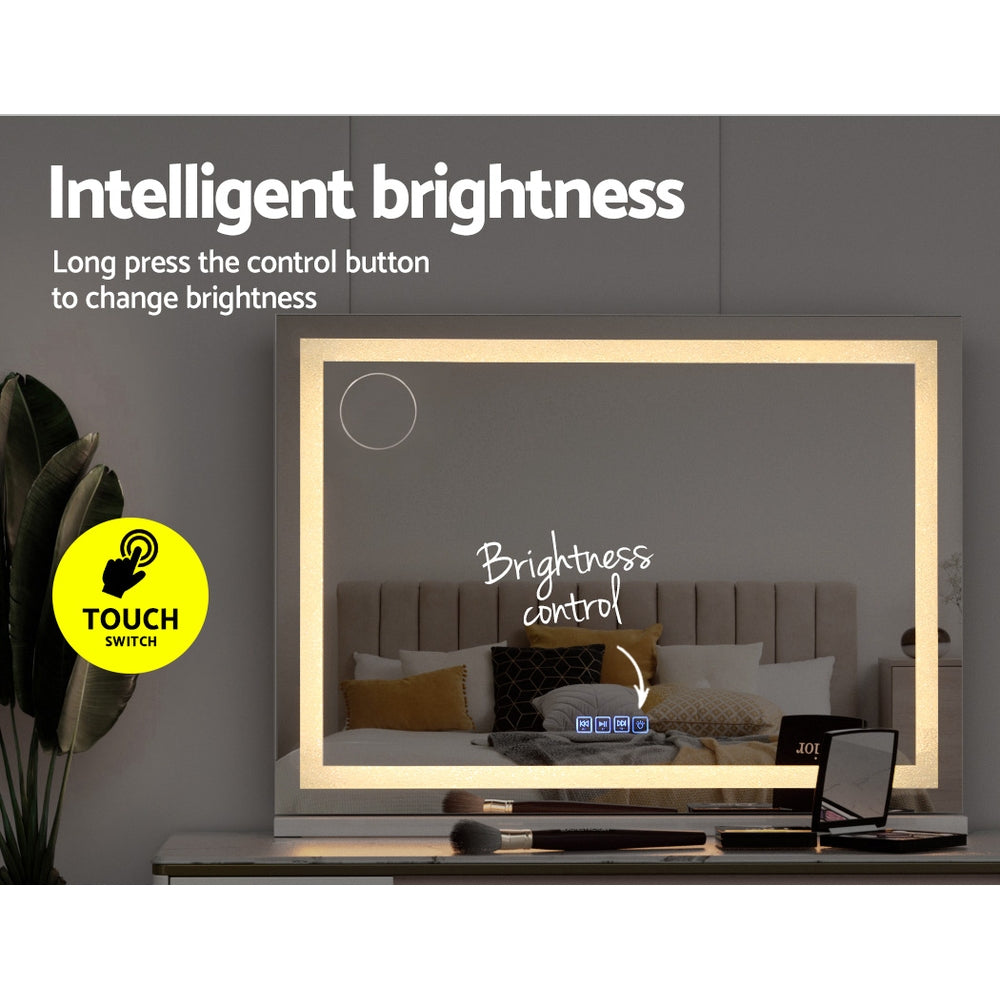 Crystal LED Makeup Mirror USB & Speaker - 80 x 58cm - Homecoze