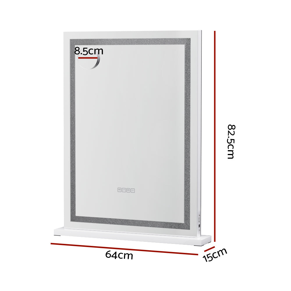 Crystal LED Makeup Mirror USB & Speaker - 58 x 80cm - Homecoze