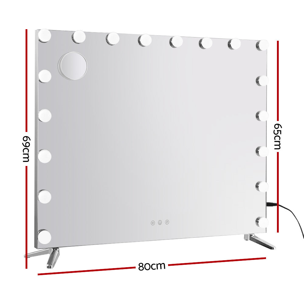 Frameless Hollywood Make Up Mirror with 18 LED Light Bulbs - 65 x 80cm - Homecoze