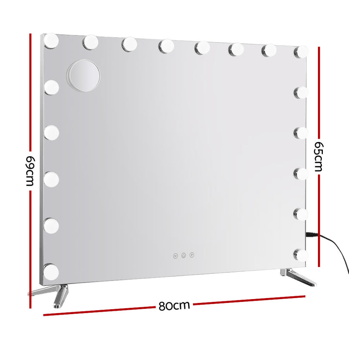 Frameless Hollywood Make Up Mirror with 18 LED Light Bulbs - 65 x 80cm - Homecoze