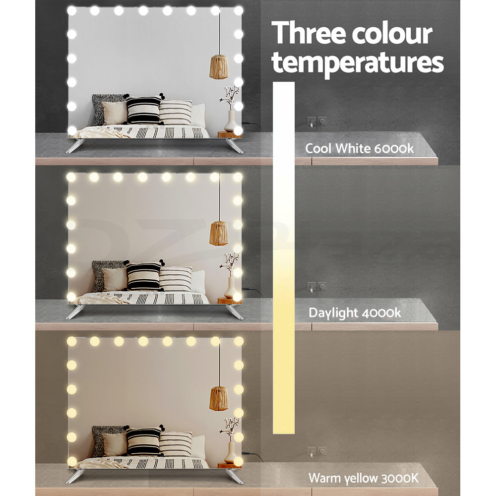 Frameless Hollywood Make Up Mirror with 18 LED Light Bulbs - 65 x 80cm - Homecoze